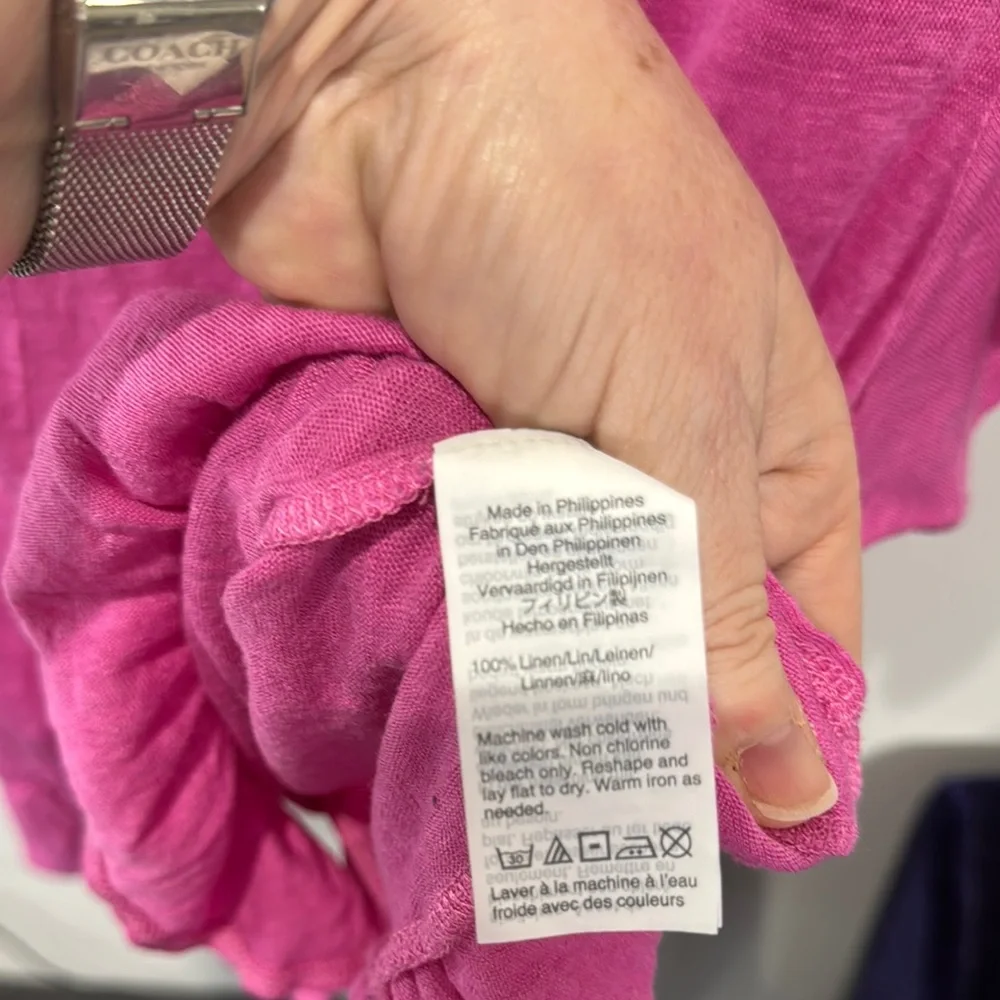 J. Crew Pink Fuchsia Short Sleeve Sweater‎ Ruffle Back Detail Women's Large
